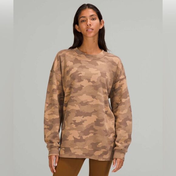 Lululemon perfectly oversized crew heritage 365 camo beige multi size 6 - Picture 1 of 6